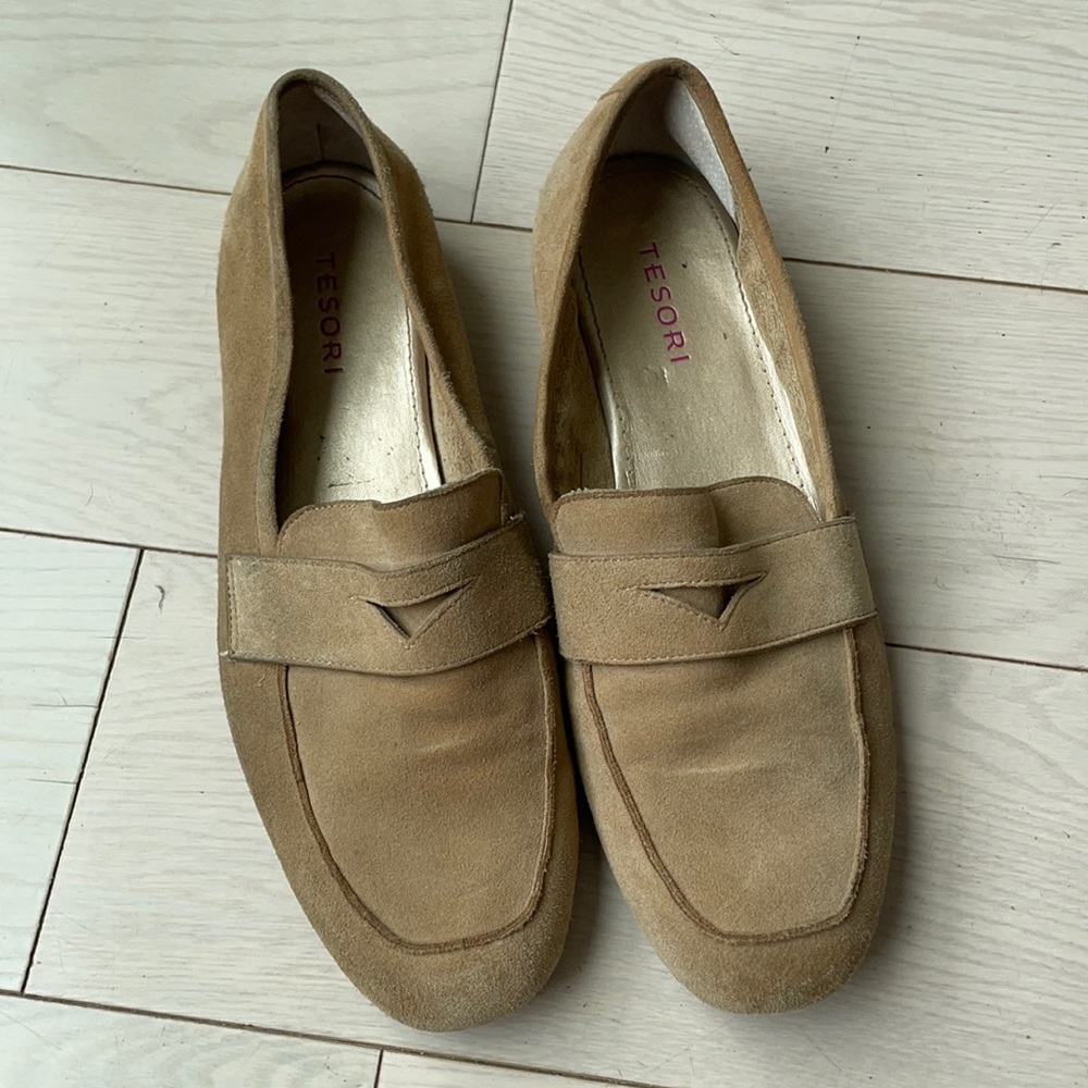 Camel Suede Loafers